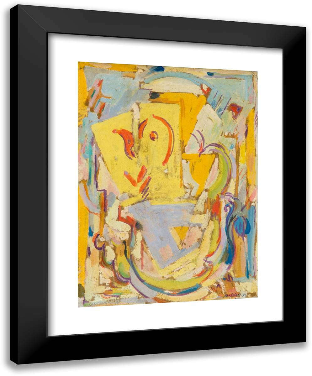 Arabesque Brush or Cubist Composition 19x24 Black Modern Wood Framed Art Print Poster by Gleizes, Albert