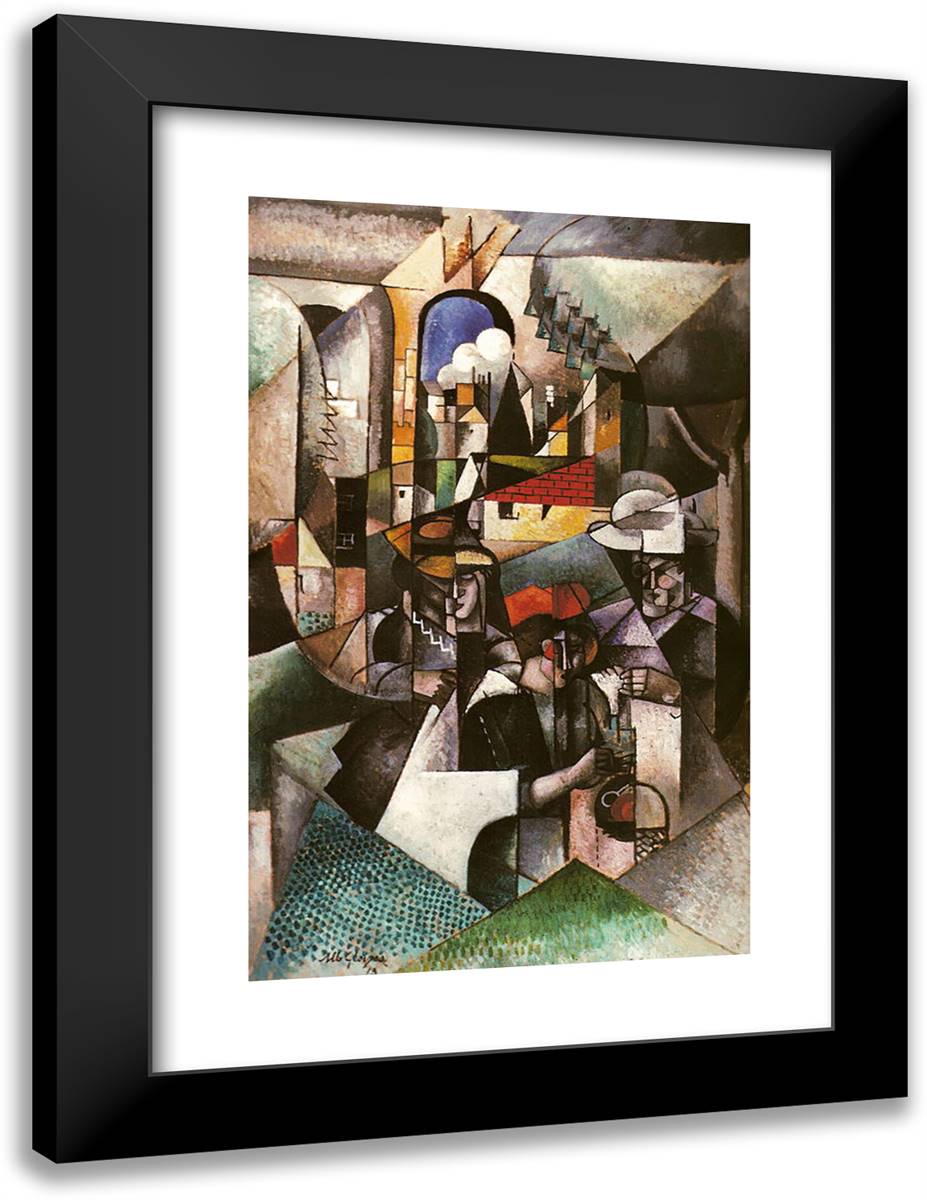 Femmes Cousant 18x24 Black Modern Wood Framed Art Print Poster by Gleizes, Albert