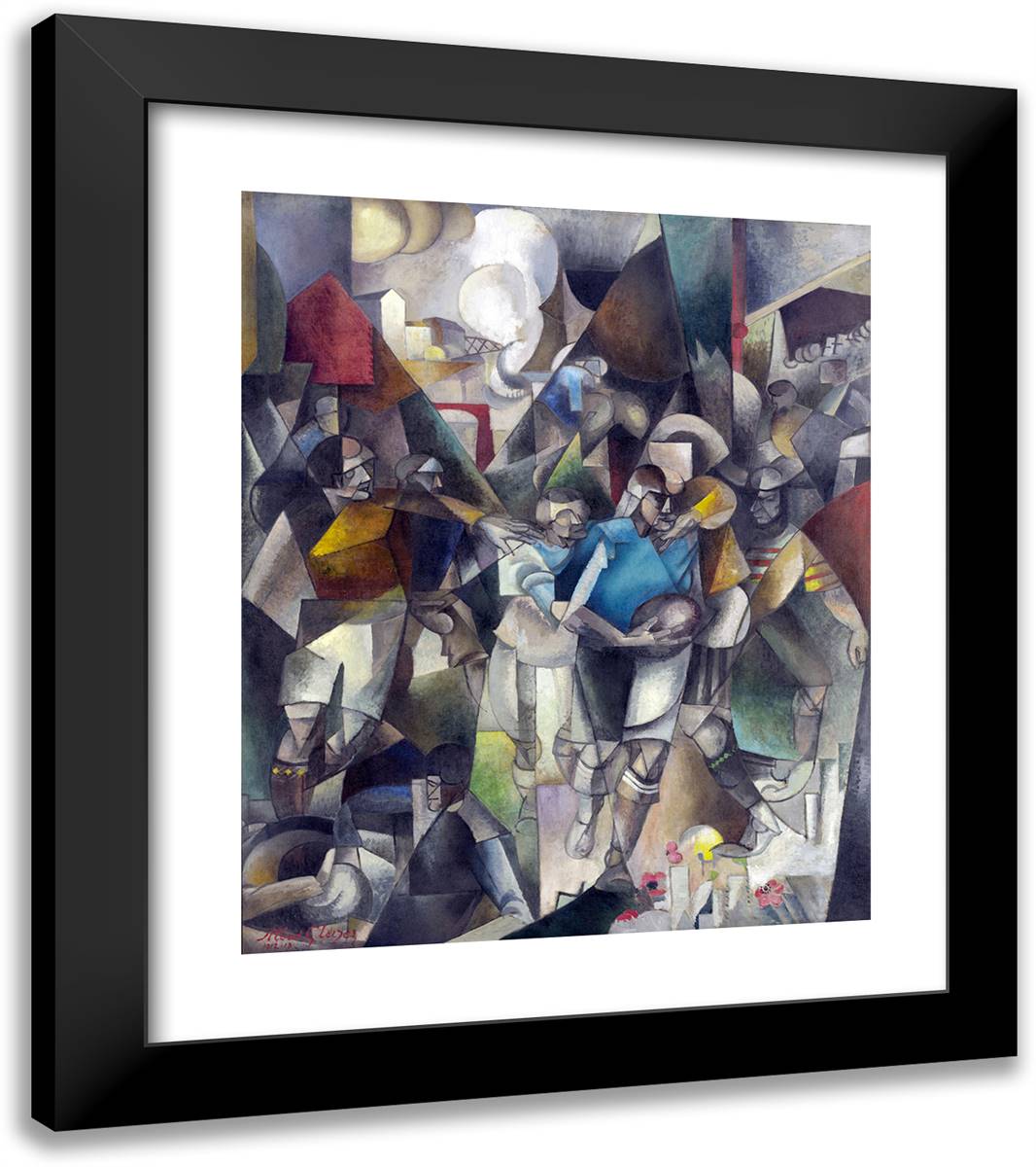 Football Players 20x23 Black Modern Wood Framed Art Print Poster by Gleizes, Albert