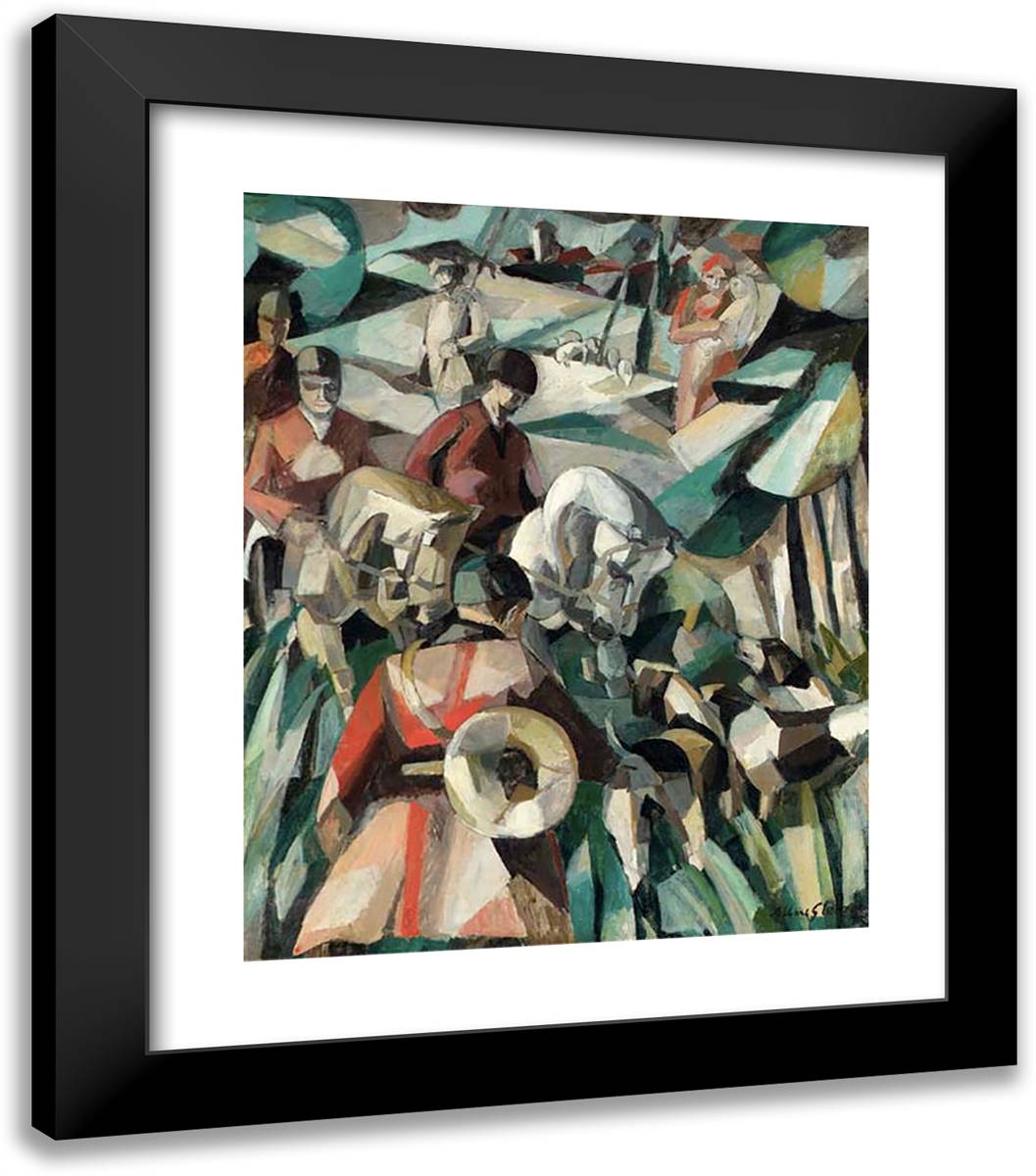 La Chasse 20x23 Black Modern Wood Framed Art Print Poster by Gleizes, Albert