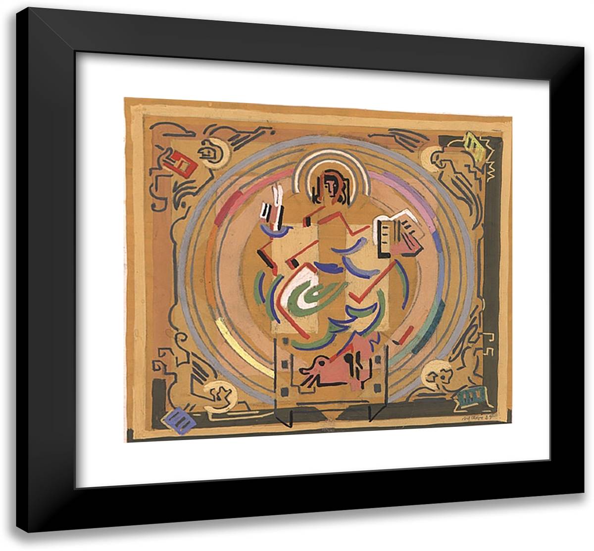 Matiere Et Lumiere Ou Le Christ Au Tetramorphe 22x20 Black Modern Wood Framed Art Print Poster by Gleizes, Albert
