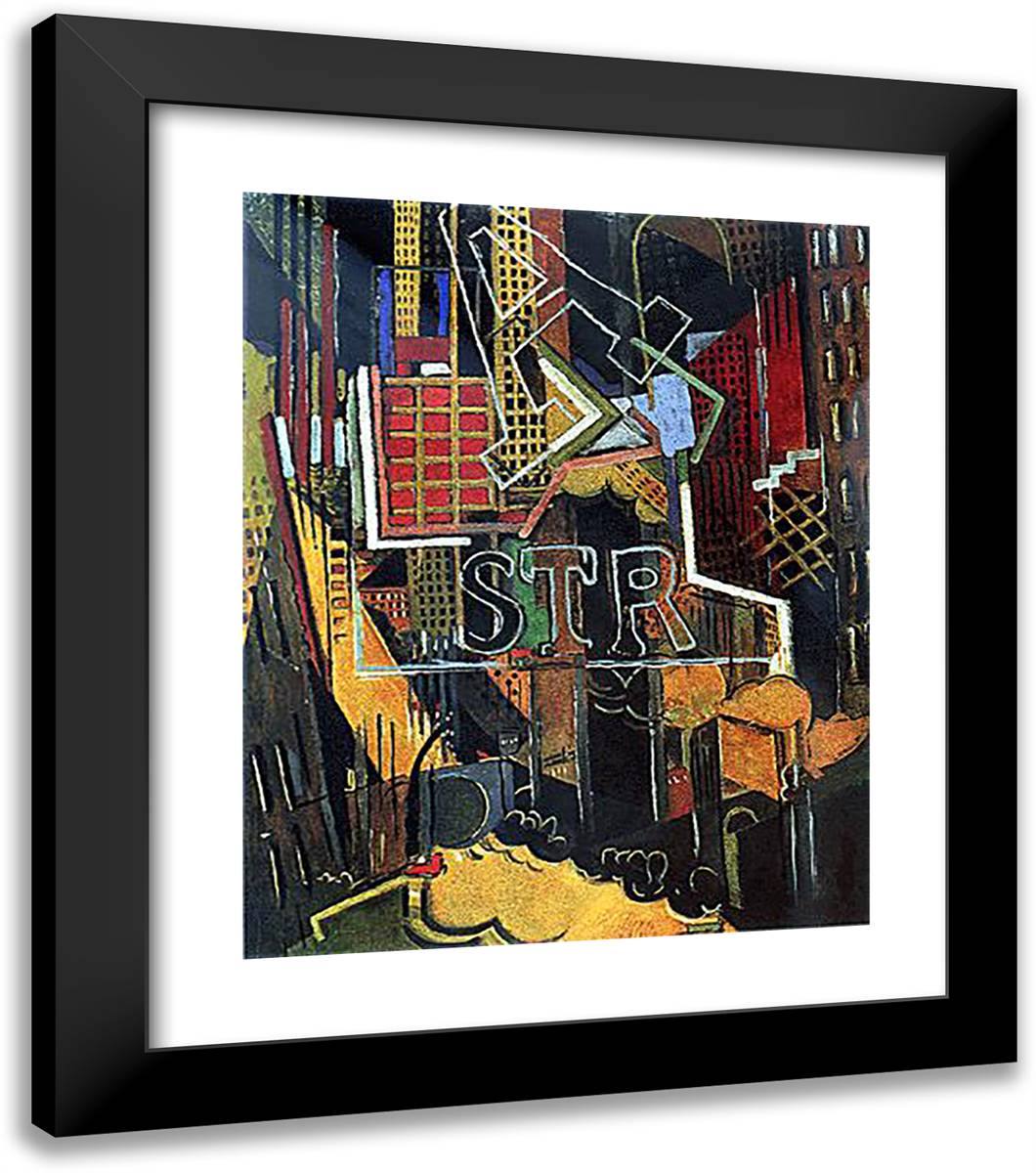 New York 20x23 Black Modern Wood Framed Art Print Poster by Gleizes, Albert