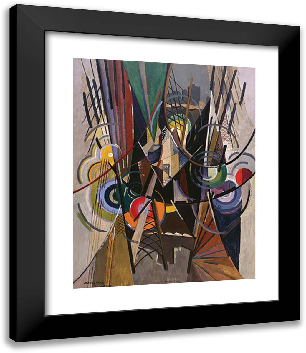 On Brooklyn Bridge 20x24 Black Modern Wood Framed Art Print Poster by Gleizes, Albert