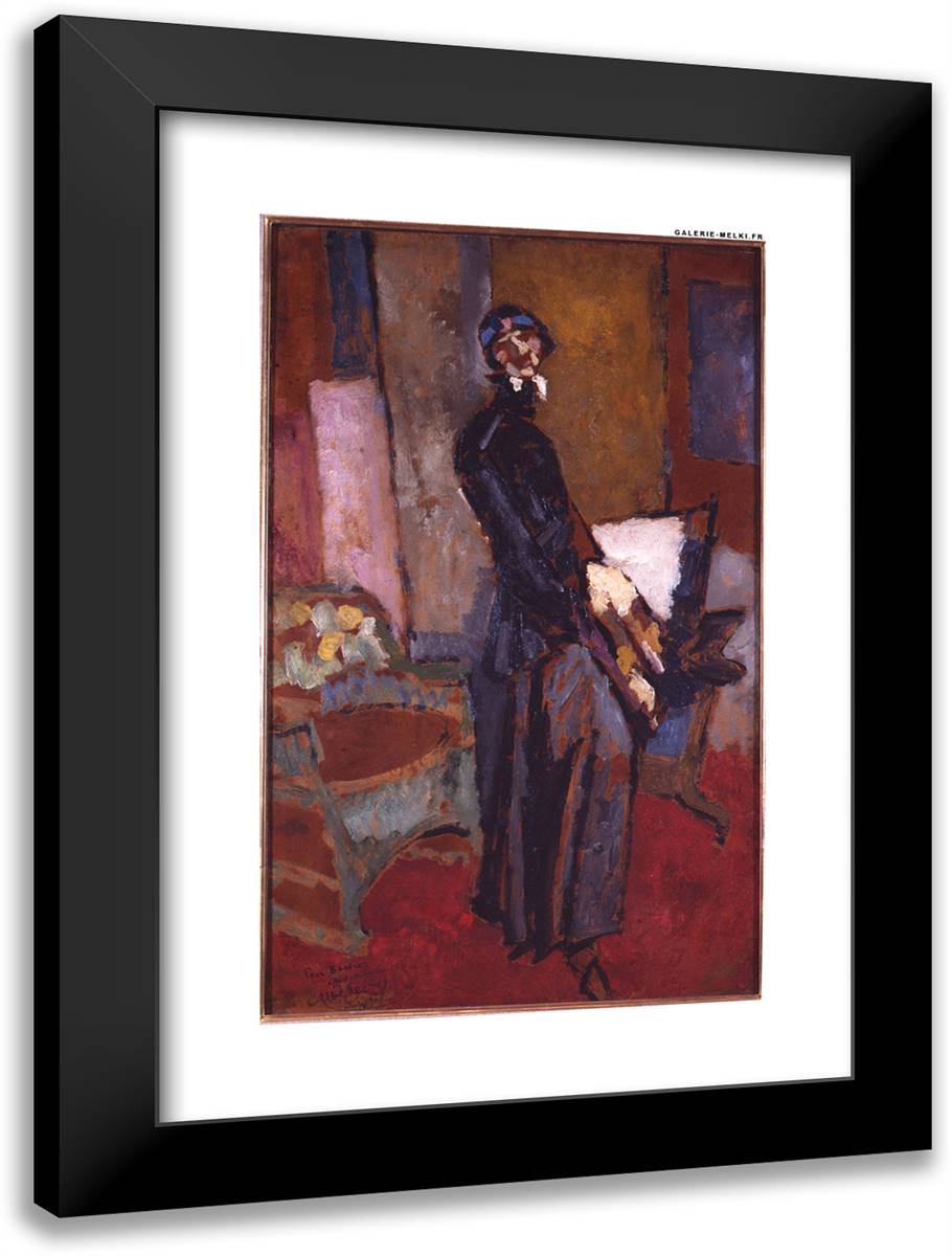 Portrait De Miss Bessie Baver 17x24 Black Modern Wood Framed Art Print Poster by Gleizes, Albert