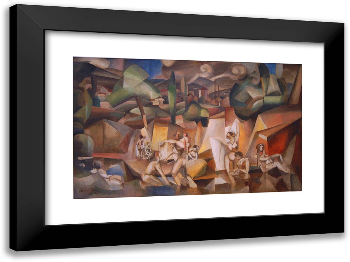 The Swimmers  24x18 Black Modern Wood Framed Art Print Poster by Gleizes, Albert