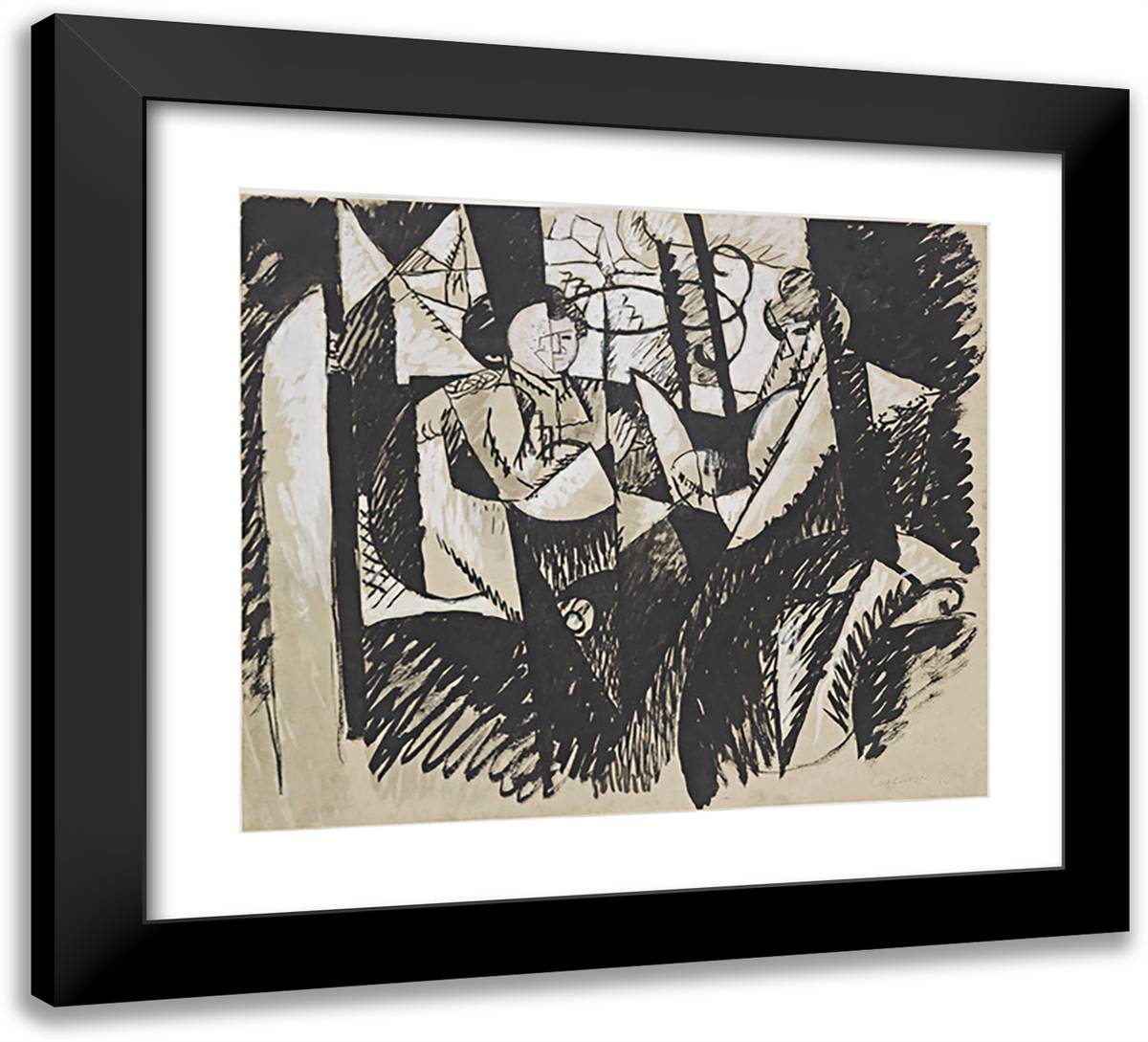 Two Women Seated by a Window 22x20 Black Modern Wood Framed Art Print Poster by Gleizes, Albert