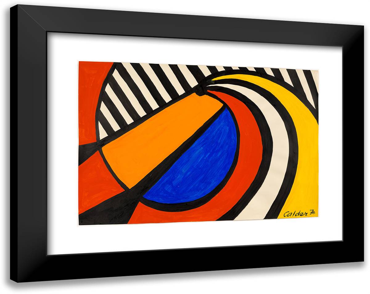 Blue Half Circle 24x19 Black Modern Wood Framed Art Print Poster by Calder, Alexander
