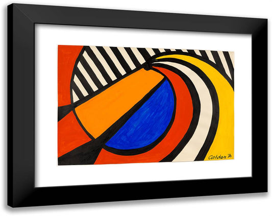 Blue Half Circle 24x19 Black Modern Wood Framed Art Print Poster by Calder, Alexander