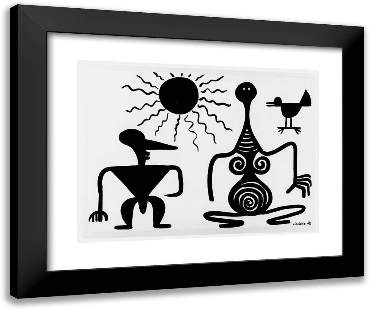 Composition in Black  24x20 Black Modern Wood Framed Art Print Poster by Calder, Alexander