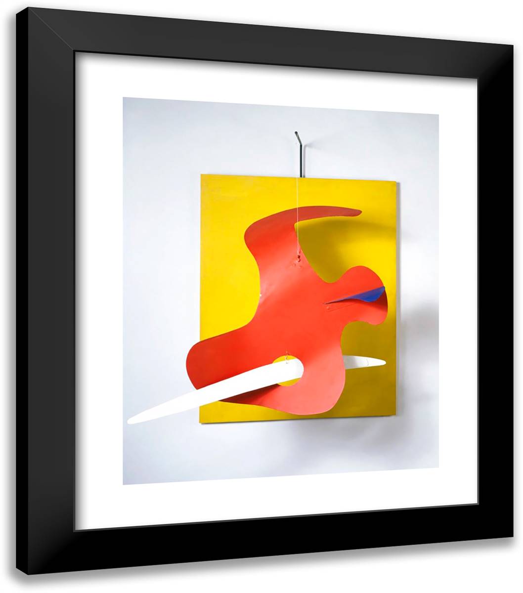 Form Against Yellow (Yellow Panel) 20x23 Black Modern Wood Framed Art Print Poster by Calder, Alexander