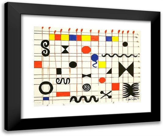 Grid with Symbols  24x20 Black Modern Wood Framed Art Print Poster by Calder, Alexander