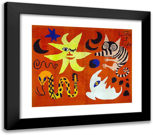 Hooked Rug  23x20 Black Modern Wood Framed Art Print Poster by Calder, Alexander
