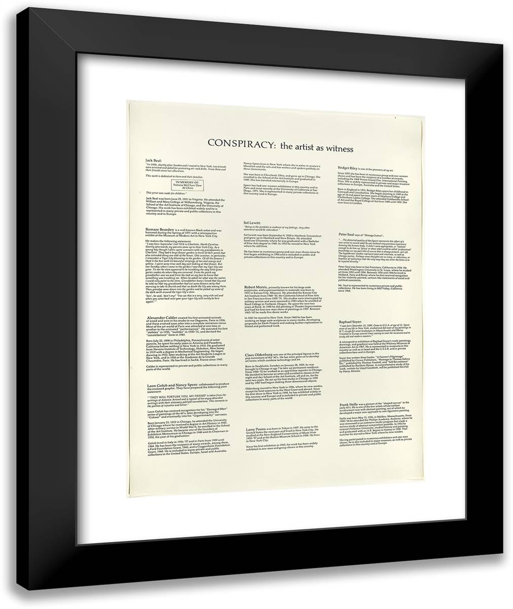 Introduction Page, from Conspiracy, the Artist as Witness 20x24 Black Modern Wood Framed Art Print Poster by Calder, Alexander