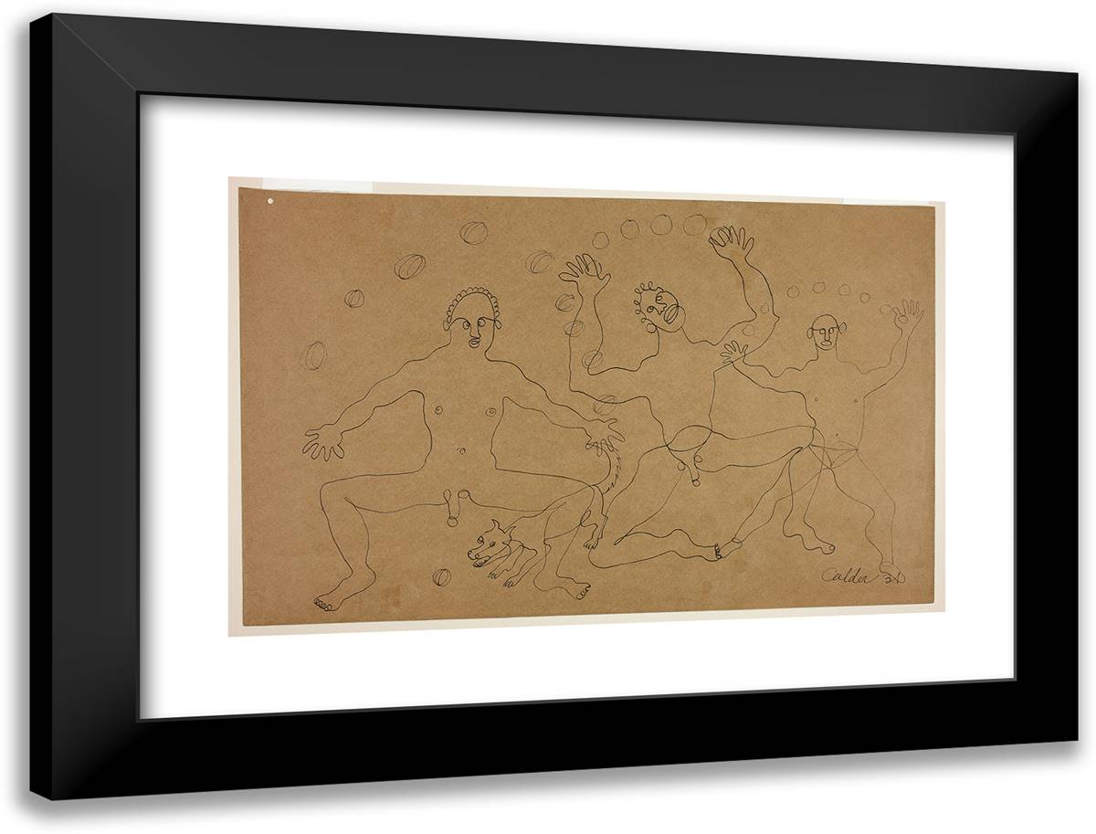 Jugglers 24x18 Black Modern Wood Framed Art Print Poster by Calder, Alexander