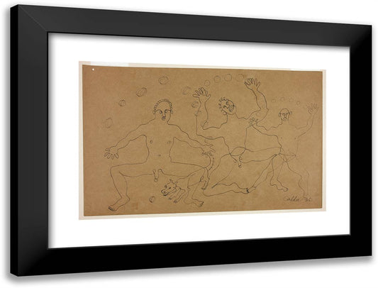 Jugglers 24x18 Black Modern Wood Framed Art Print Poster by Calder, Alexander