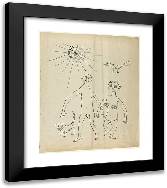 Man, Woman, Dog, Bird, Sun 20x23 Black Modern Wood Framed Art Print Poster by Calder, Alexander