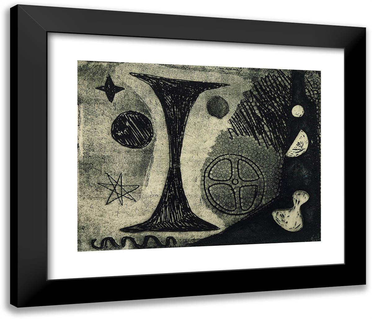The Big I  23x20 Black Modern Wood Framed Art Print Poster by Calder, Alexander