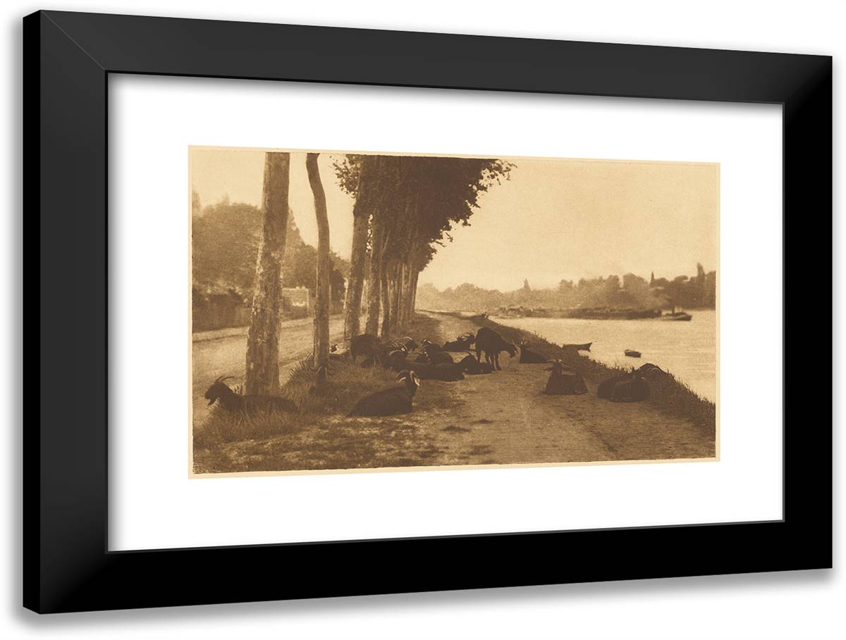 On the Seine - Near Paris 24x18 Black Modern Wood Framed Art Print Poster by Stieglitz, Alfred