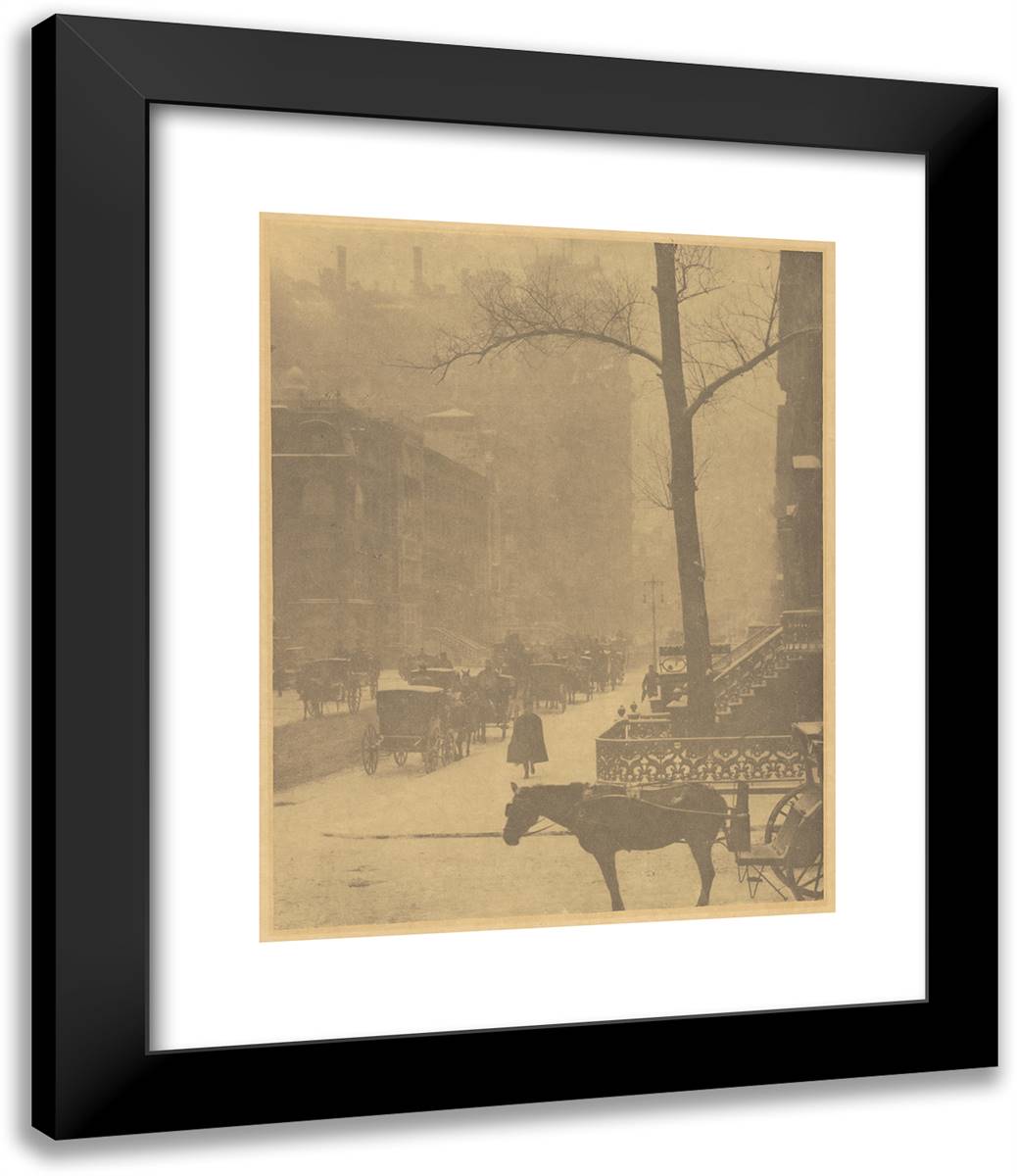 The Street - Design for a Poster 20x24 Black Modern Wood Framed Art Print Poster by Stieglitz, Alfred