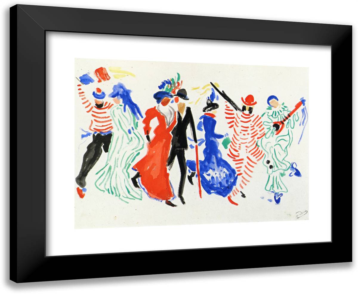 Figures from a Carnival 24x20 Black Modern Wood Framed Art Print Poster by Derain, Andre