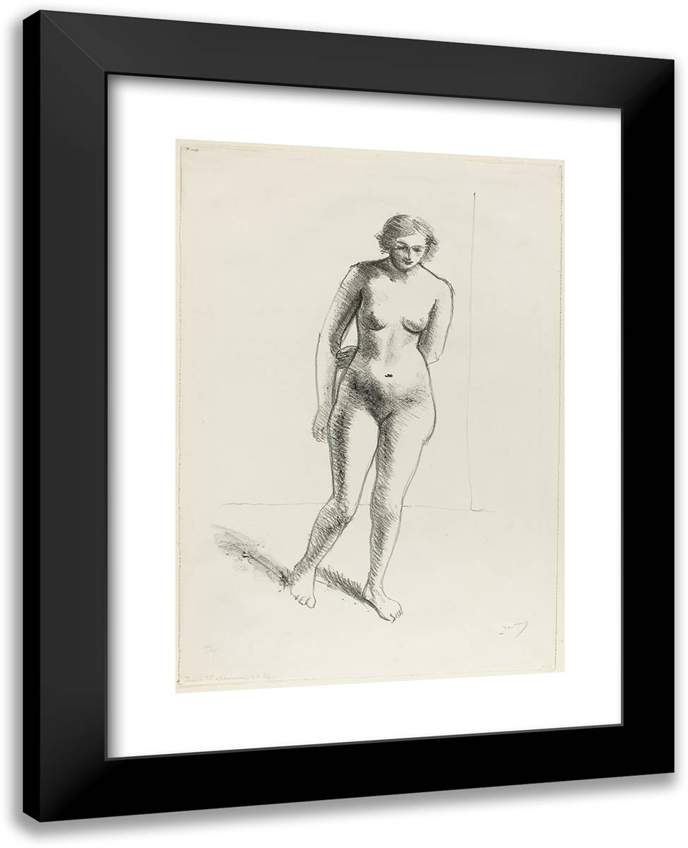 Full Length Standing Nude 19x24 Black Modern Wood Framed Art Print Poster by Derain, Andre