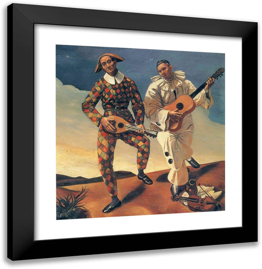 Harlequin and Pierrot 20x20 Black Modern Wood Framed Art Print Poster by Derain, Andre