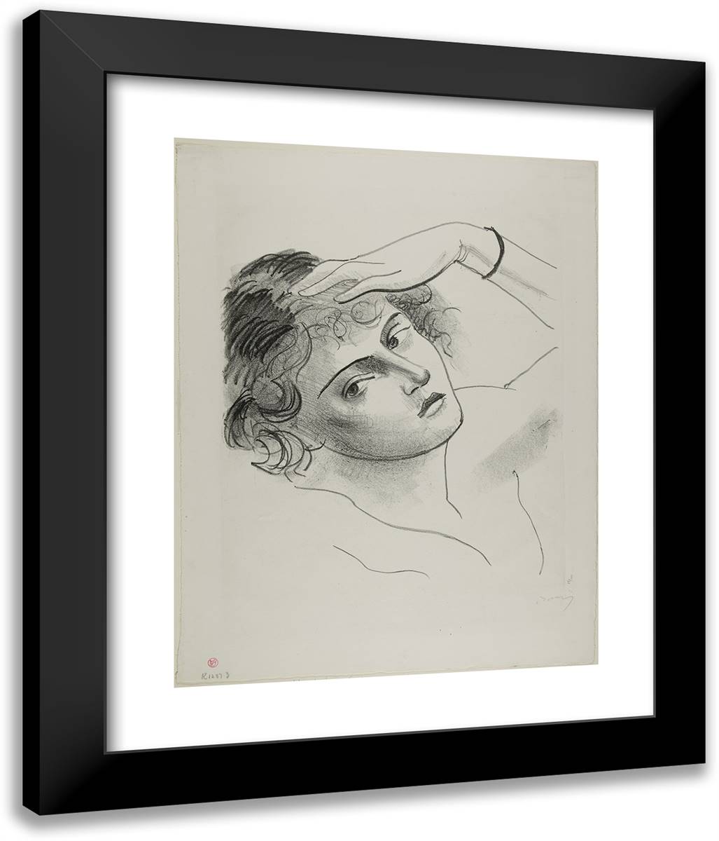 Head of a Girl 20x24 Black Modern Wood Framed Art Print Poster by Derain, Andre