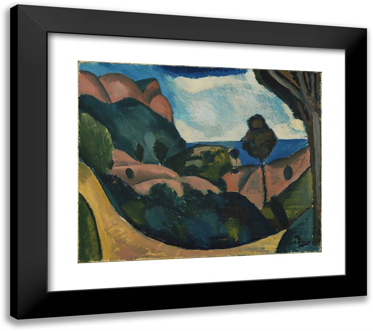 Landscape Near Cassis  22x20 Black Modern Wood Framed Art Print Poster by Derain, Andre