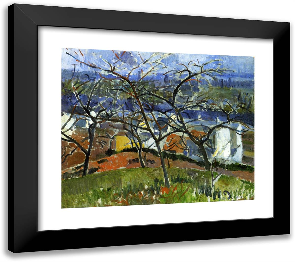 Landscape Near Chatou 22x20 Black Modern Wood Framed Art Print Poster by Derain, Andre