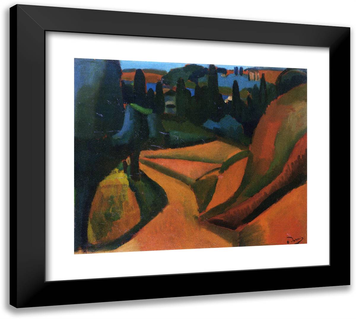 Landscape Near Martigues 22x20 Black Modern Wood Framed Art Print Poster by Derain, Andre