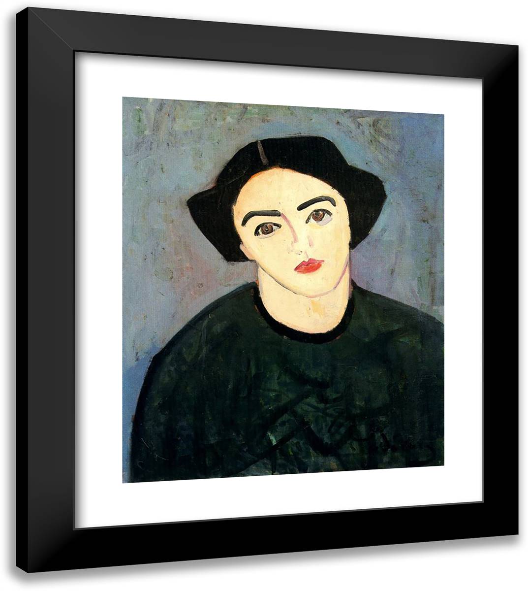 Madame Derain in Green 20x23 Black Modern Wood Framed Art Print Poster by Derain, Andre