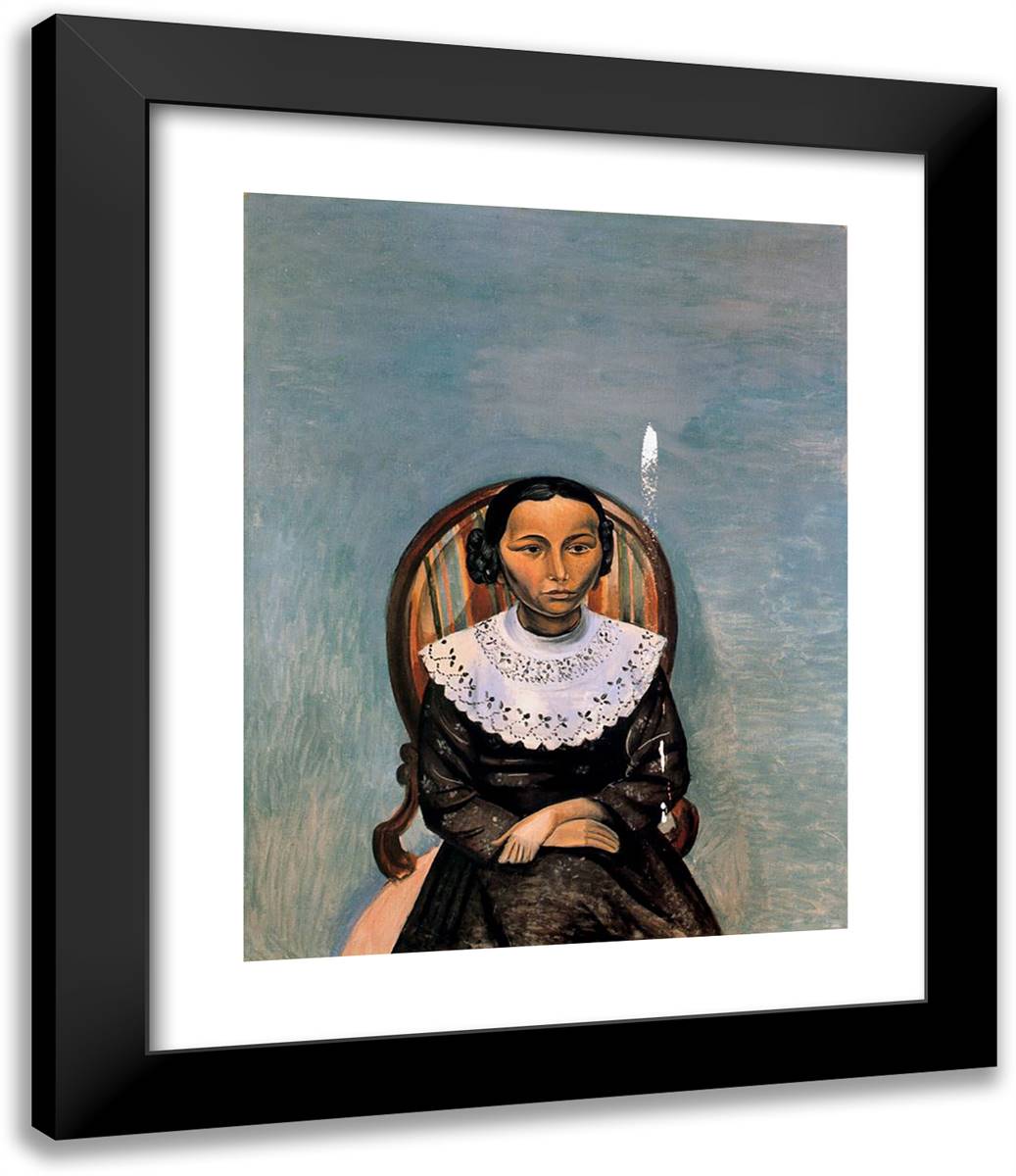 Portrait of a Young Girl in Black 20x24 Black Modern Wood Framed Art Print Poster by Derain, Andre