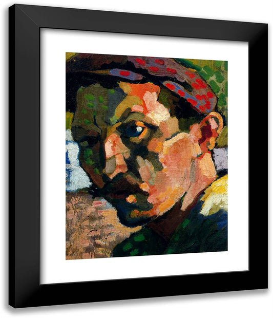 Self Portrait with a Cap 20x24 Black Modern Wood Framed Art Print Poster by Derain, Andre