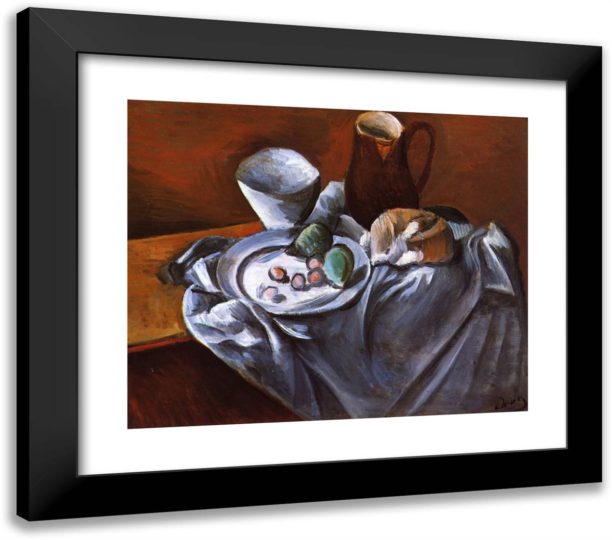 Still Life with Pears and Indian Bowl 23x20 Black Modern Wood Framed Art Print Poster by Derain, Andre