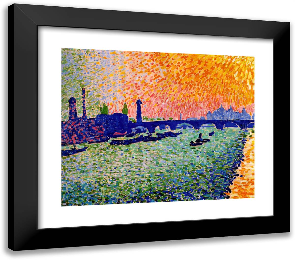 The Bridge, VIew on the River 23x20 Black Modern Wood Framed Art Print Poster by Derain, Andre