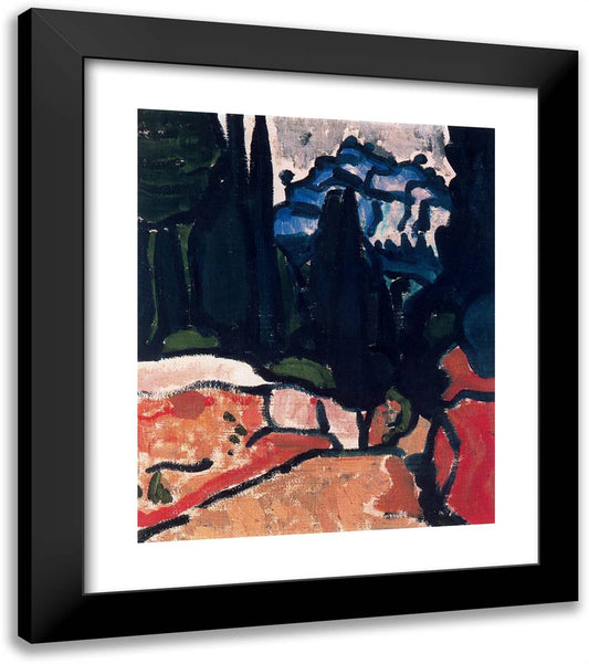 The Cypresses at Cassis 20x23 Black Modern Wood Framed Art Print Poster by Derain, Andre