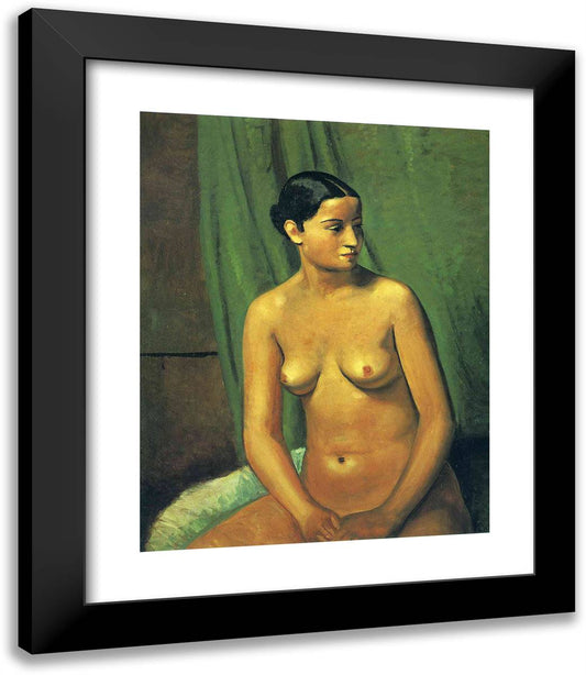 The Female Nude in Front of Green Hanging 20x23 Black Modern Wood Framed Art Print Poster by Derain, Andre