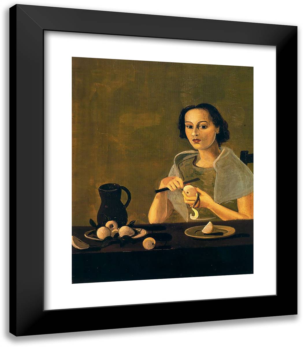 The Girl Cutting Apple 20x23 Black Modern Wood Framed Art Print Poster by Derain, Andre