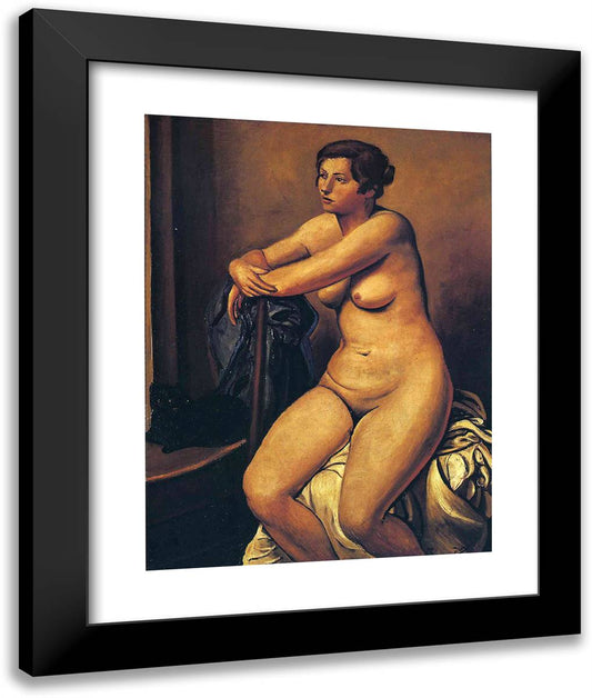 The Nude Female Near the Cat 20x24 Black Modern Wood Framed Art Print Poster by Derain, Andre