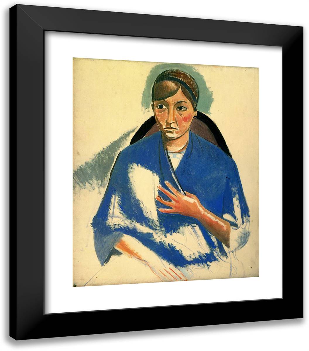 The Portrait of Woman 20x23 Black Modern Wood Framed Art Print Poster by Derain, Andre