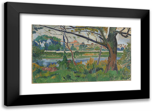 The Seine at Chatou  24x18 Black Modern Wood Framed Art Print Poster by Derain, Andre