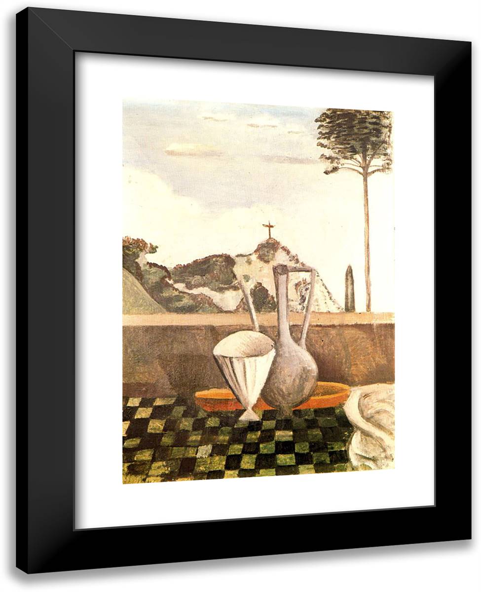 The Still Life in Front of Cross on Top of the Mountain 19x24 Black Modern Wood Framed Art Print Poster by Derain, Andre