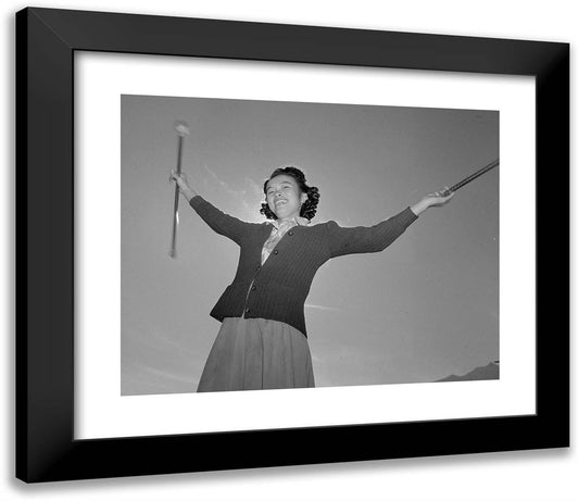 Baton Practice at the Manzanar War Relocation Center 23x20 Black Modern Wood Framed Art Print Poster by Adams, Ansel