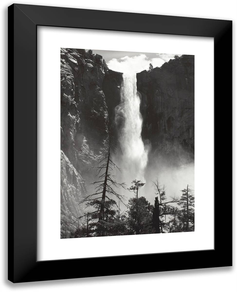 Bridalveil Fall 19x24 Black Modern Wood Framed Art Print Poster by Adams, Ansel