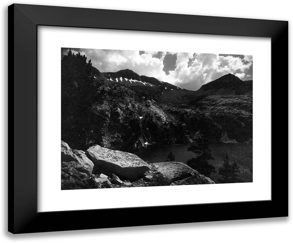 Cloud and Mountain, Marion Lake, Southern Sierra 24x20 Black Modern Wood Framed Art Print Poster by Adams, Ansel