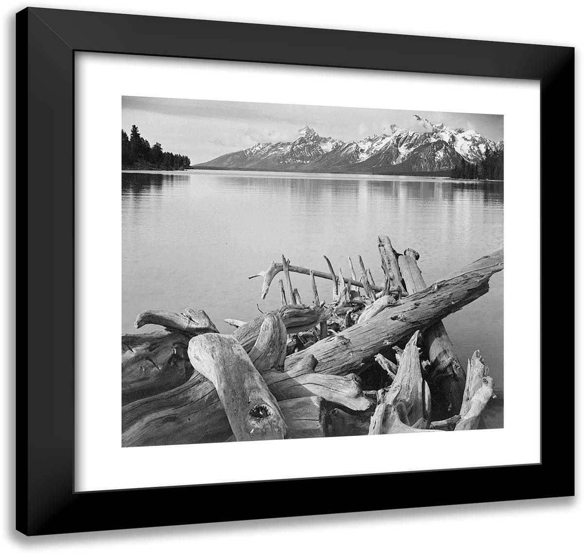 Grand Teton National Park, Wyoming 21x20 Black Modern Wood Framed Art Print Poster by Adams, Ansel