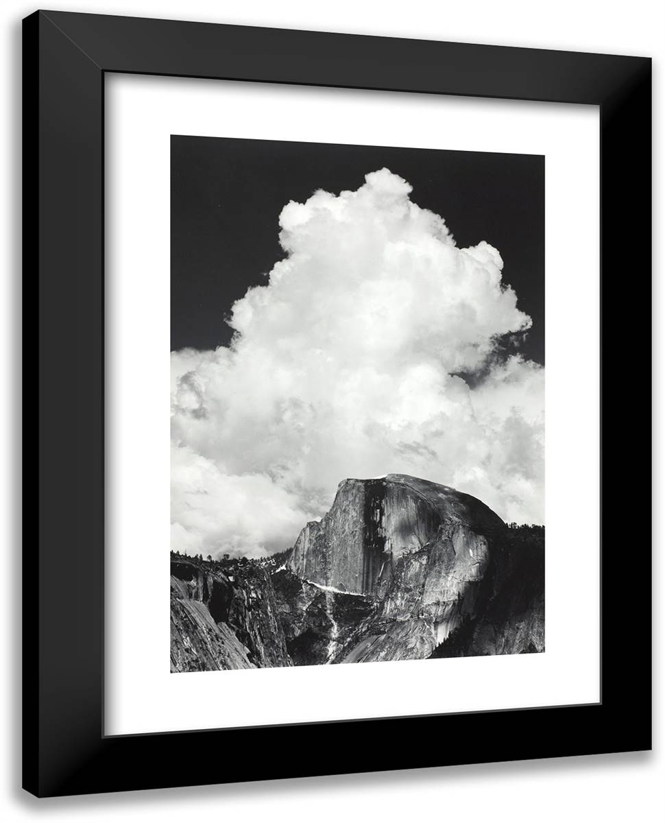 Half Dome, Thunder Cloud 19x24 Black Modern Wood Framed Art Print Poster by Adams, Ansel