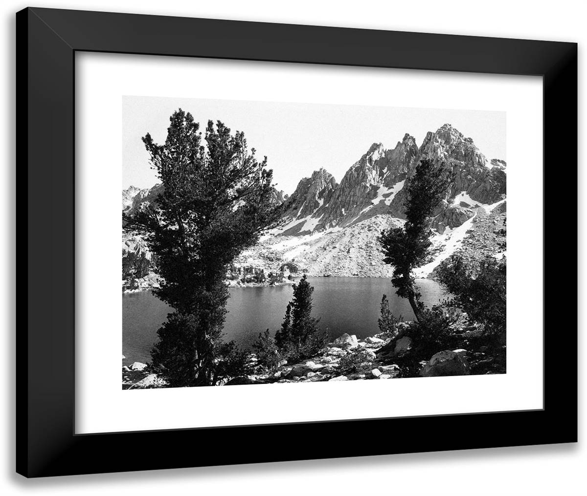 Kearsarge Pinnacles, Southern Sierra 24x20 Black Modern Wood Framed Art Print Poster by Adams, Ansel