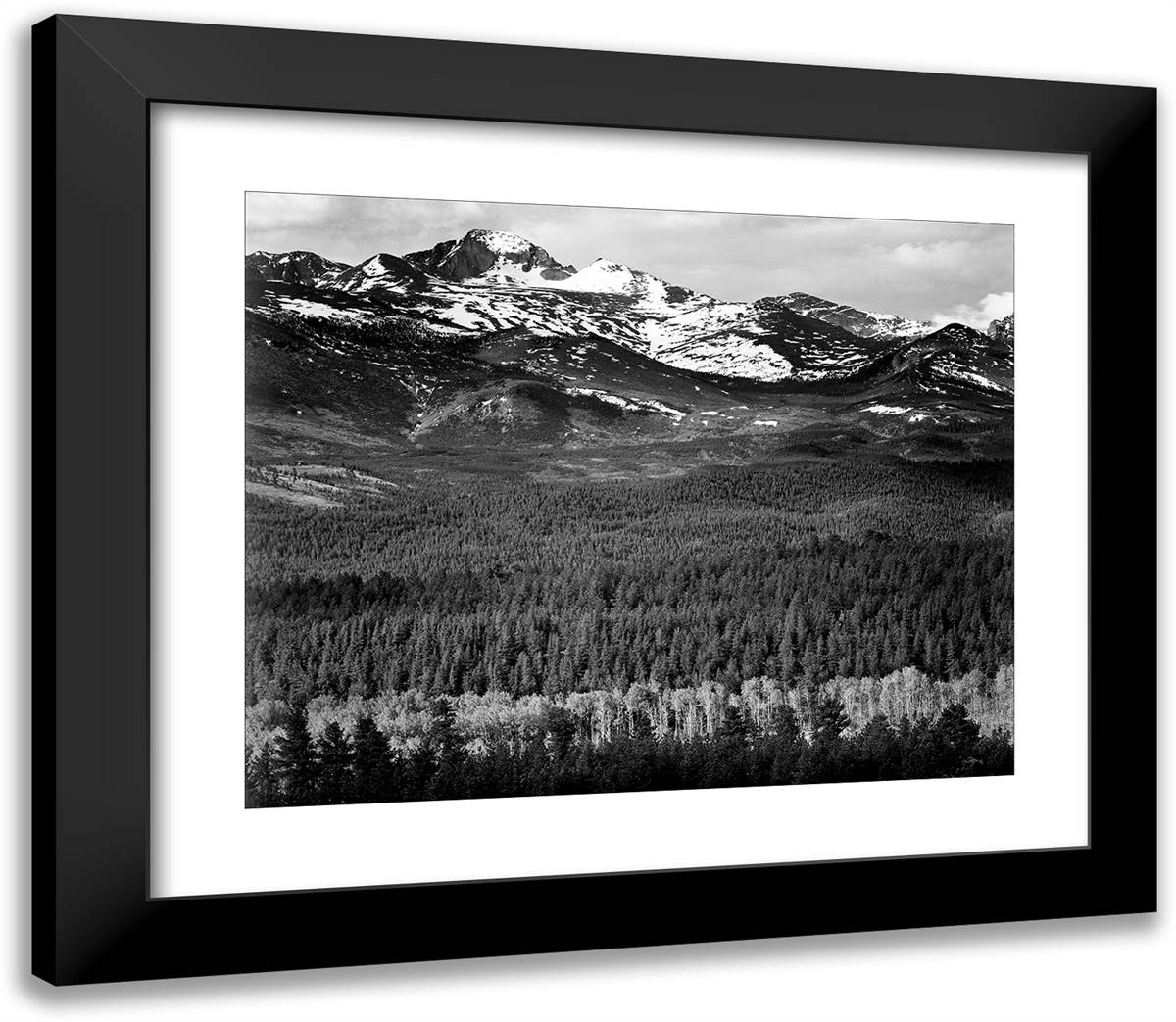 Long Peak 23x20 Black Modern Wood Framed Art Print Poster by Adams, Ansel