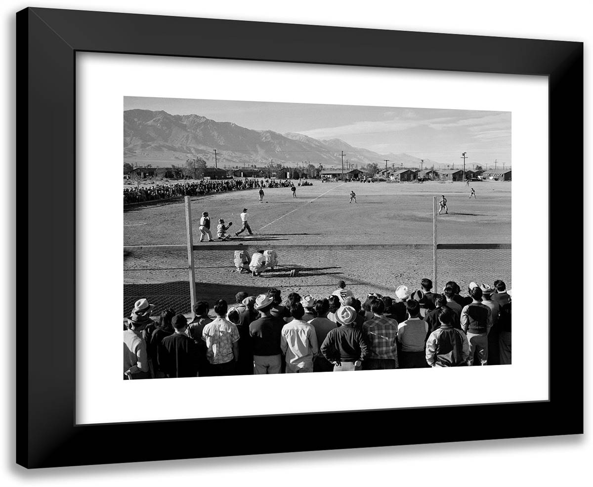 Manzanar Baseball 24x20 Black Modern Wood Framed Art Print Poster by Adams, Ansel